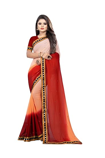 Women's Georgette Saree With Unstitched Blouse Piece