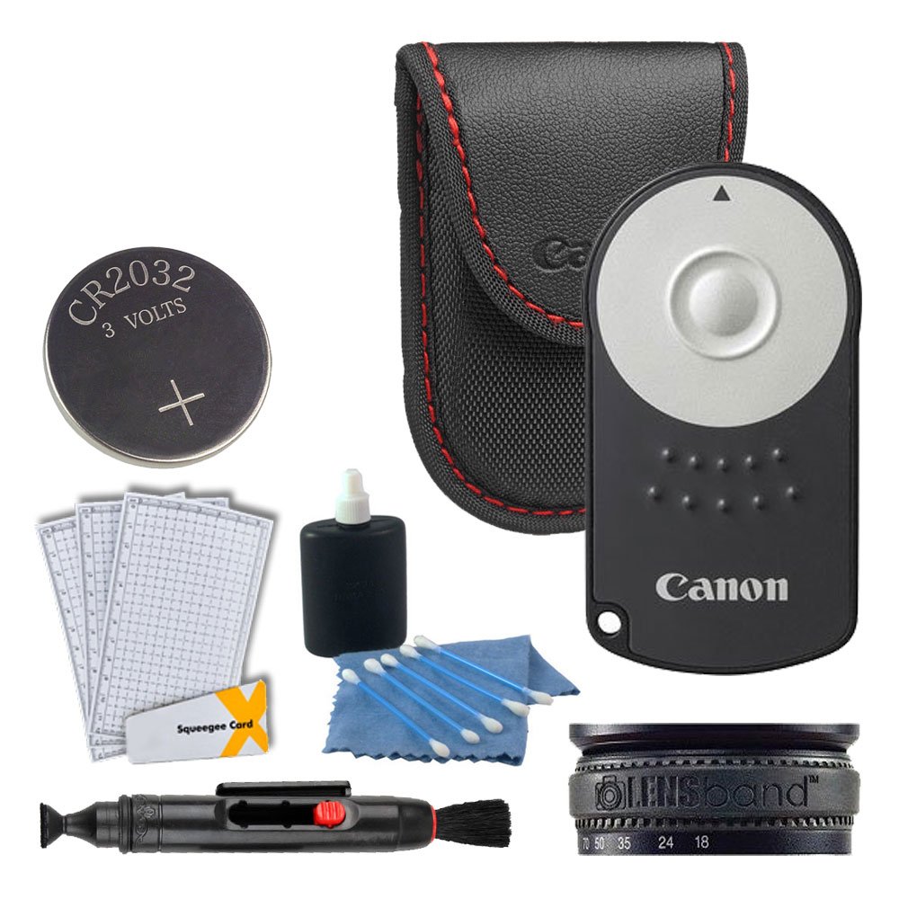 Canon RC-6 Wireless Camera Remote Control + Lens Band + Screen Protectors +  Cleaning Pen + 3 Piece Cleaning Kit - for Canon Rebel SL1 T4i T5i T6i T7i  T6s ...