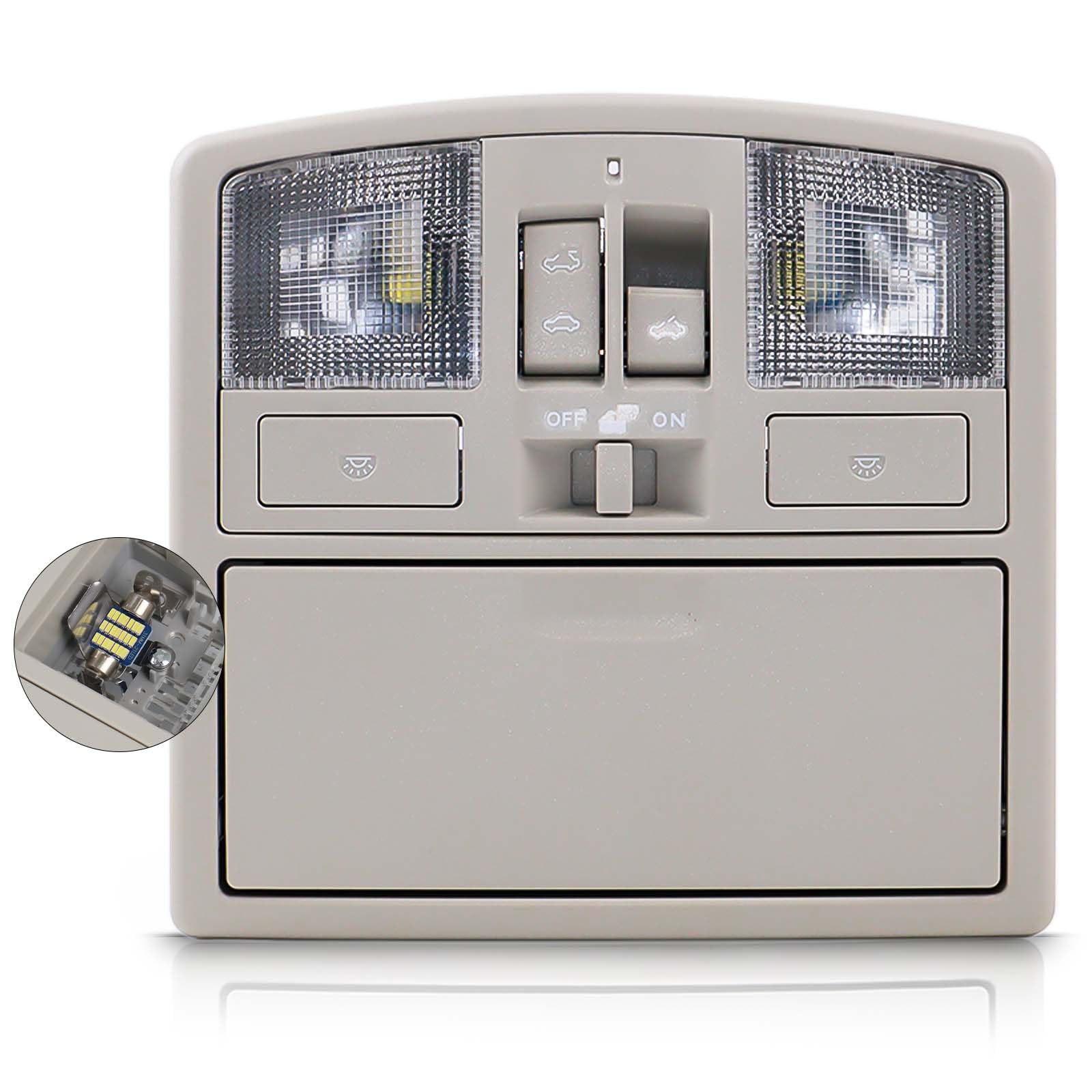 Photo 1 of LED Overhead Console w/Housing & Sunroof Switch Fit for Mazda 3 2010 2011 2012 2013, Interior Ceiling Roof Reading Dome Light Map Lamp Replace# BBM6-69-970B-75, BCN8-69-970B-75, BBM669970B75