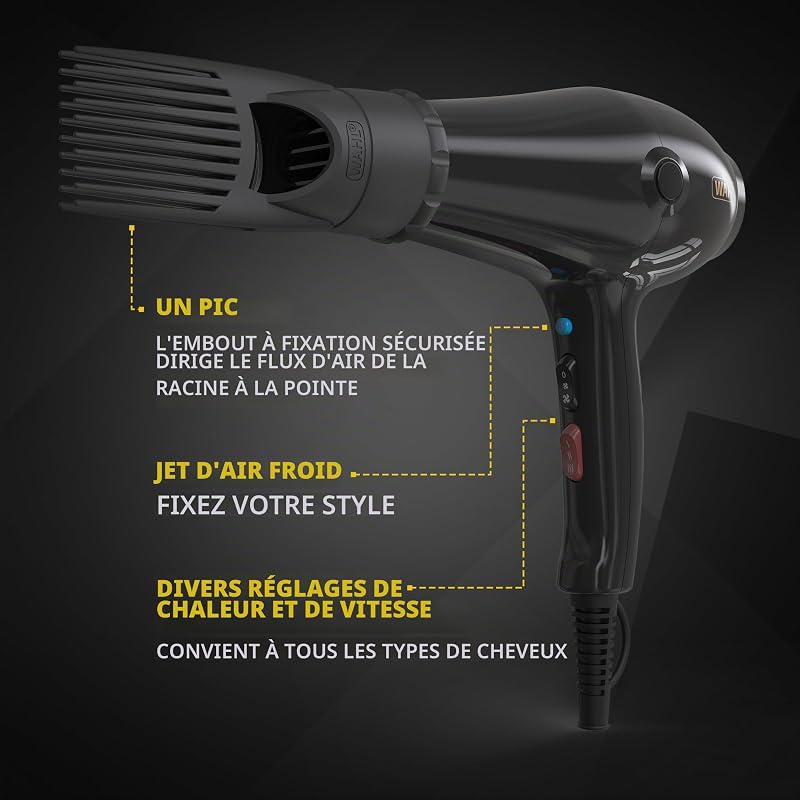 Powerpik 5000 Sèche-cheveux avec peigne afro pour coiffures afro