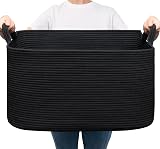 TIMEYARD Large Laundry Basket 65L Rope Storage Black 55x38x30 cm