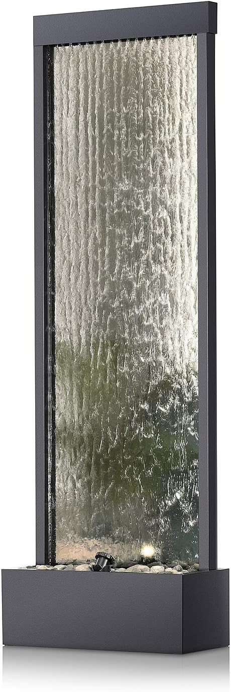 Alpine Corporation MLT102 Mirror Waterfall Fountain with Stones and Light, 72 Inch Tall, Silver: Garden & Outdoor