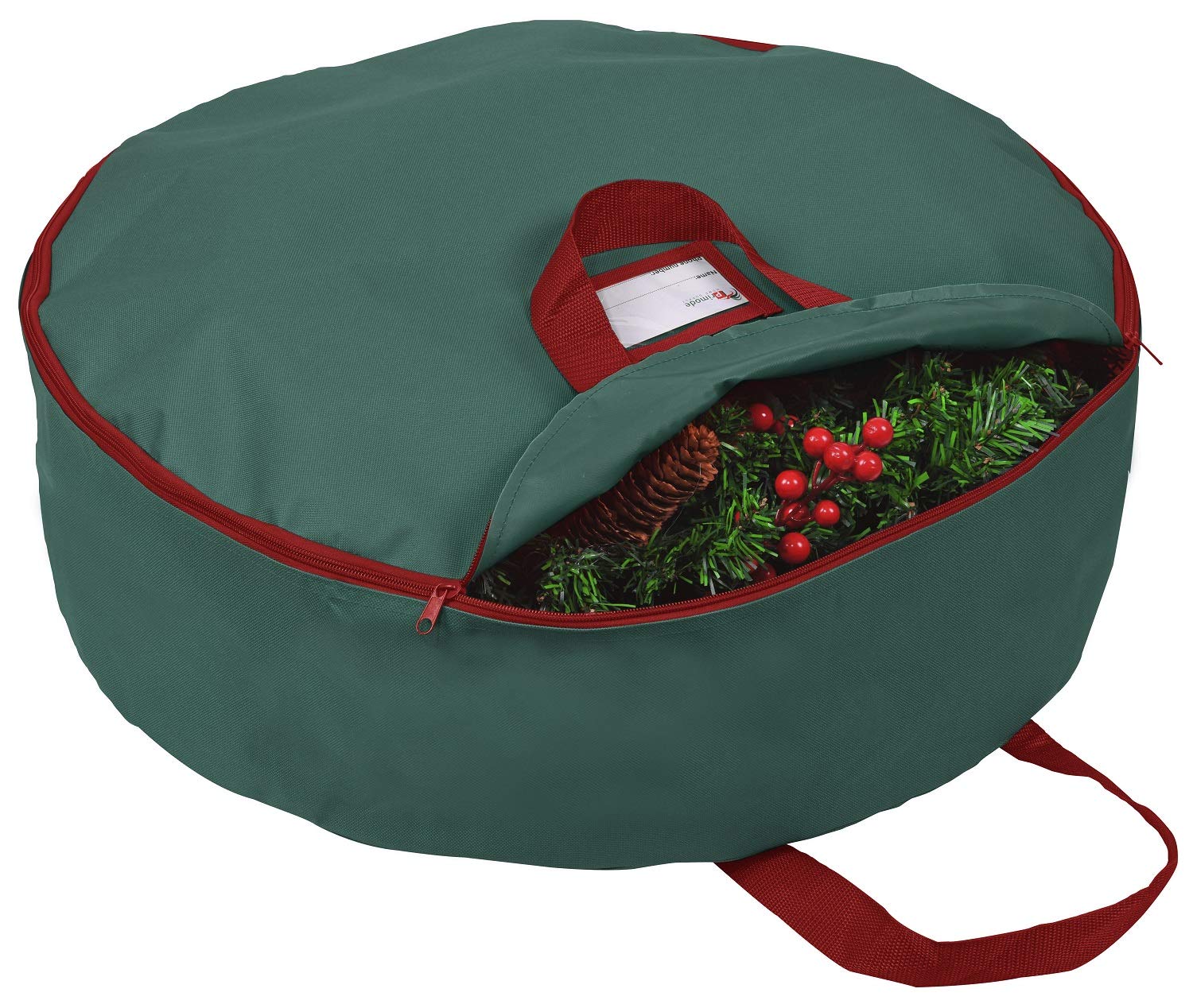 Primode Christmas Wreath Storage Bag 48" - Handles Made Of Durable 600D Oxford Polyester Material Storage Bag Extra Large 48” Holiday Wreaths Container (Green)