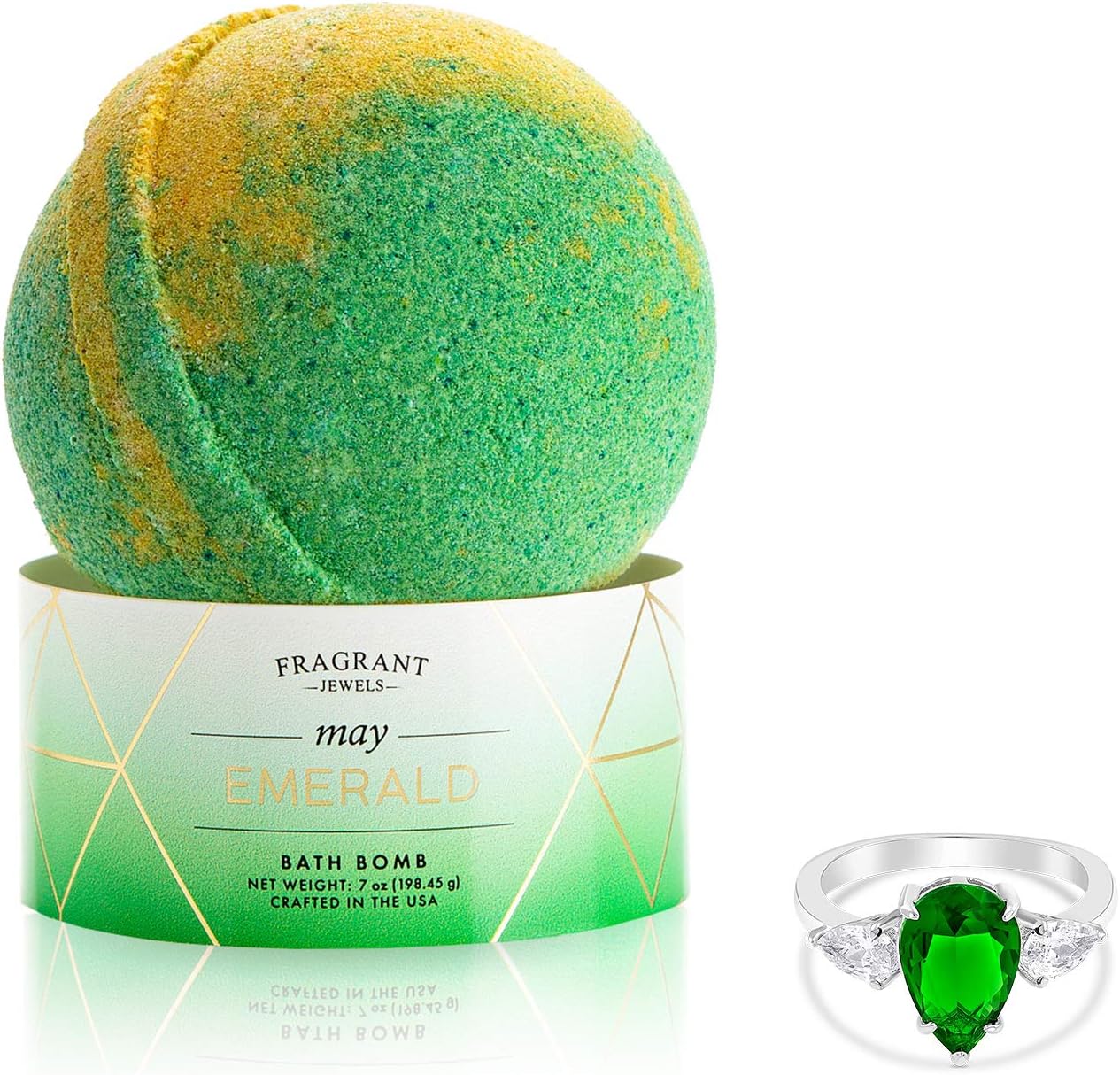 Fragrant Jewels Emerald May Birthstone Bath Bomb with Collectible Ring (Size 5-10)