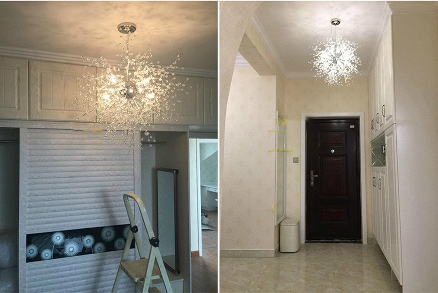 GDNS Chandeliers Firework LED Light Stainless Steel Crystal Pendant Lighting Ceiling Light Fixtures Chandeliers Lighting, Dia 23.5 inch - - 