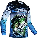 YOUALSO Mens Fishing Shirt Long Sleeve, Fishing Jerseys Fish Tshirts - Breathable, Cooling, Light-Weight