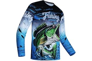 YOUALSO Mens Fishing Shirt Long Sleeve, Fishing Jerseys Fish Tshirts - Breathable, Cooling, Light-Weight