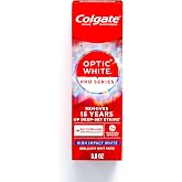 Colgate Optic White Pro Series Whitening Toothpaste, High Impact White, 3oz | 5% Hydrogen Peroxide Whitening Formula, Removes 15 Years of Deep-Set Stains, With Fluoride, Brilliant Mint Paste Flavor