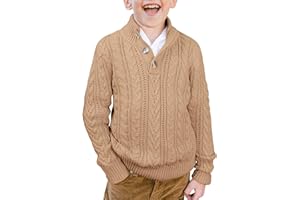 Fommykin Boys Sweaters Kids Mock Neck Button Up Cable Knit Long Sleeve Pullover Sweater for Boys