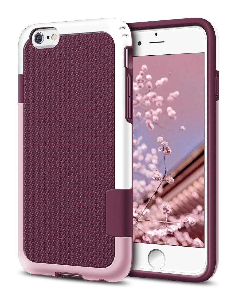 iPhone 6S Plus Case, LoHi iPhone 6 Plus Case Hybrid Impact 3 Color Shockproof Rugged Case Soft TPU & Hard PC Bumper [Extra Front Raised Lip] Anti-slip Cover for Apple iphone 6s Plus 5.5 Inch - Red