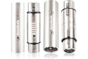 Smithok 4-Pack XLR Gender Connector Kit, 2 Male to Male & 2 Female to Female Couplers, For Mixers, Micphones & Amplifiers