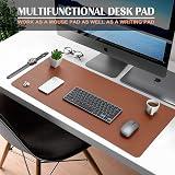 K KNODEL Small Office Desk Pad 60x35cm PVC Leather Dual-Sided Brown view 2