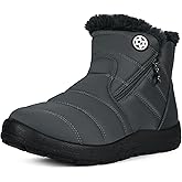 Eagsouni Snow Boots Womens Winter Ankle Boots Ladies Warm Fur Lined Booties Thickening Shoes Zip Flat Sneakers Outdoor Booties