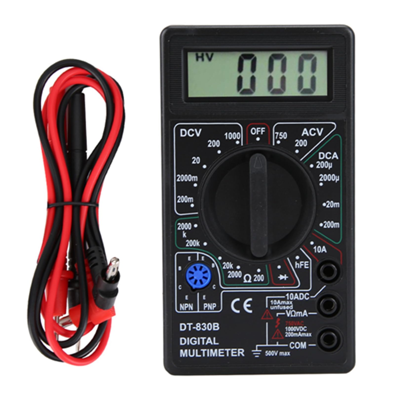Digital Multimeter, Multi Function Meter with Large Screeen Display, Protection Circuit Design, Amp Volt Ohm Tester Voltmeter Ohmmeter Tester for Laboratories Factories (DT-830B black)
