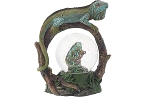 Elanze Designs Green and Blue Scaled Iguana Magical Whimsical Tabletop Dresser Nightstand Figurine Miniature 45MM Sturdy Polyresin Glitter Water Snow Globe Decoration