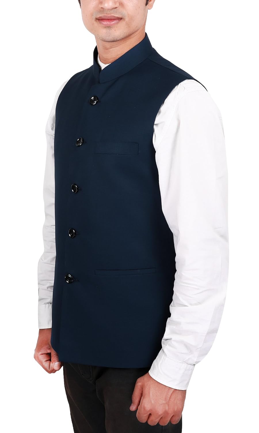 la rainbow mens cotton bandhgala modi jacket/waistcoat-navy blue
