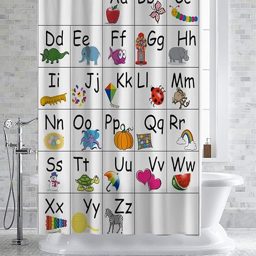 Amazon Com Charmhome Abc Alphabet Shower Curtain For Kids A To Z