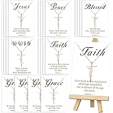 yesaior 24 Sets Faith Cross Necklaces Gifts Easter Baptism Christian Necklace for Women with Verses Card Religious Communion Party Christian Gifts for Women Church Coworker