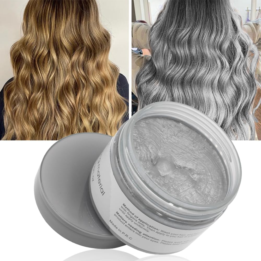 Sliver Gray Temporary Hair Color Wax -SOVONCARE Washable Hair Dye for Men & Women, All-Day Hold Disposable Hair Styling Clays for Party, Cosplay & Daily 4.23 oz