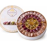 Zaitoune Turkish Delight Mix - 22 oz | Luxury Coatings of Pomegranate, Pistachio, Coconut, Kataifi &amp; Rose | Authentic Lokum Sweet Assortment in a Beautiful Gift Tin | Handmade &amp; Individually Wrapped