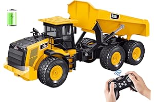 KIDDITOY Mighty 9-Channel RC Dump Truck Toy | 1:18 Scale All-Terrain 6-Wheel Construction Vehicle with Lights & Sounds, 6 Wheels & 100-Min Battery, Remote Control Truck for Kids & Adults, Great STEM Gift 2025