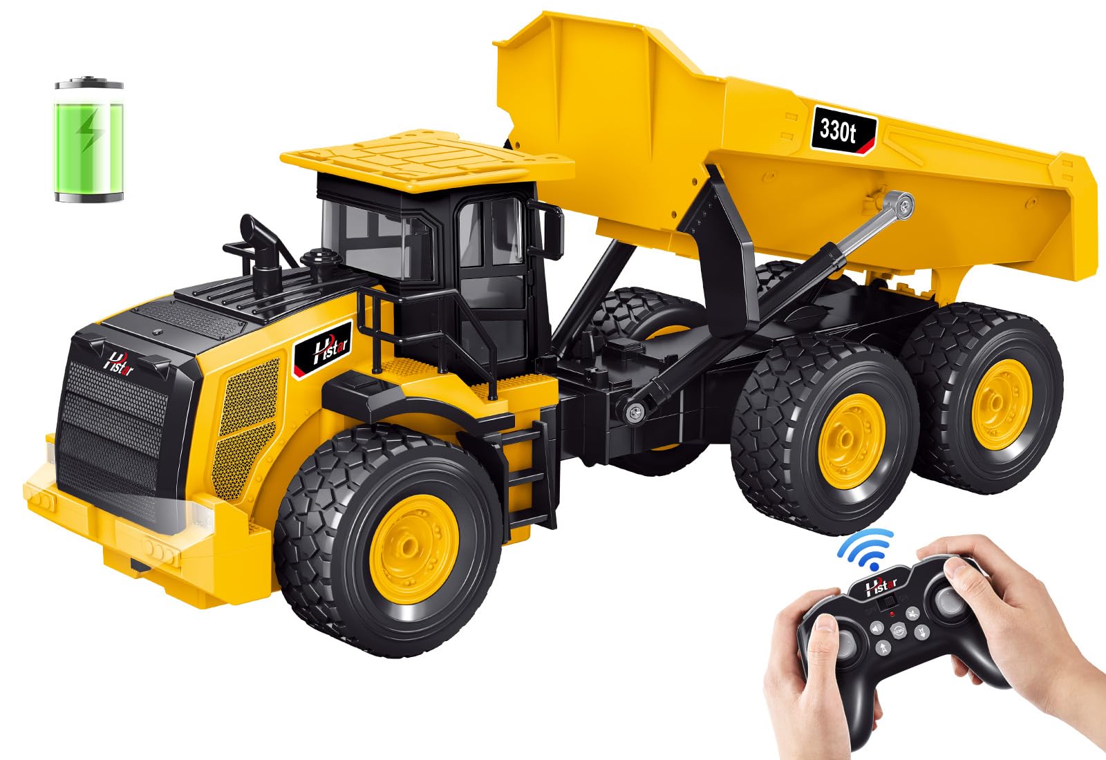 Photo 1 of **FOR PARTS ONLY/NON-FUNCTIONAL** KIDDITOY 9-Channel Remote Control Dump Truck - 1:18 Scale Construction Toy, Mighty Dump Truck with 6 Wheels, Realistic Lights & Sounds, 100-Minute Battery, Great for Kids & Adults, for Birthdays