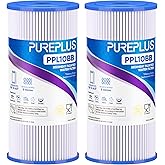 PUREPLUS 5 Micron 10" x 4.5" Whole House Pleated Sediment Filter for Well Water, Replacement Cartridge for GE FXHSC, Culligan R50-BBSA, Pentek R50-BB, DuPont WFHDC3001, W50PEHD, GXWH40L, 2Pack
