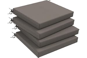 DYTXIII Set of 4 Outdoor Chair Cushions with Ties, Water Resistant Square Dining Seat Cushions for Home Porch Chairs and Patio Furniture Decoration 18.5"x16"x2"-Dark Grey