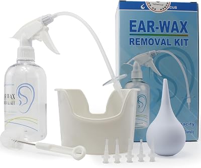 TopQuaFocus Ear Wax Removal Kit 500ml Flexible Tips Safe Ear Irrigation