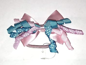 Amazon Com Blue Pink Hair Tie Bow Polka Dots Korker Beauty