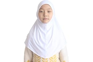 Modest Beauty Girls Hijab Muslim Kids Scarf Headwear Solid Color for 6-11 Years Ready to Wear