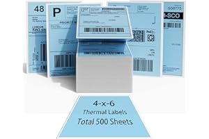 4x6 Thermal Labels, Zoolion Direct Thermal Shipping Labels (Pack of 500 4x6 Fanfold Labels), Postage Mailing Labels Compatible with Rollo, MUNBYN Thermal Label Printer, Commercial Grade Label Stickers