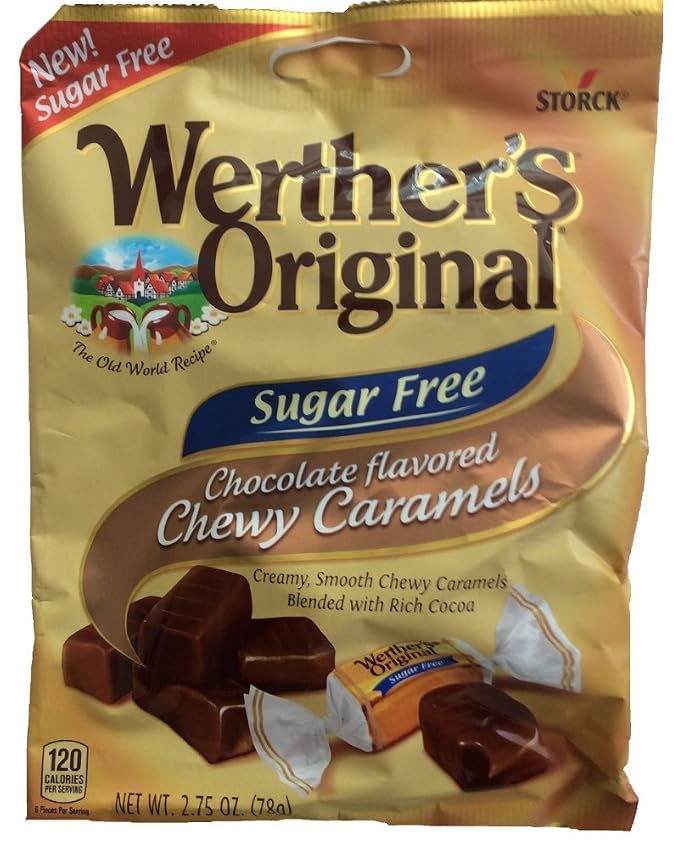 Storck werther's Original, sugar free chewy caramels, chocolate (072799038281)