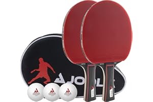 JOOLA Duo Pro Ping Pong Paddles Set of 2 - Professional Table Tennis Paddles, Three Advanced 3 Star Tournament Ping Pong Balls and Carrying Case - Advanced Table Tennis Rackets