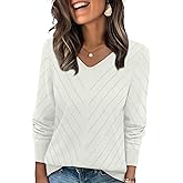 WIHOLL Sweaters for Women V Neck Casual Knit Long Sleeve Tops Lightweight Pullover Clothes Fall Fashion Outfits 2026