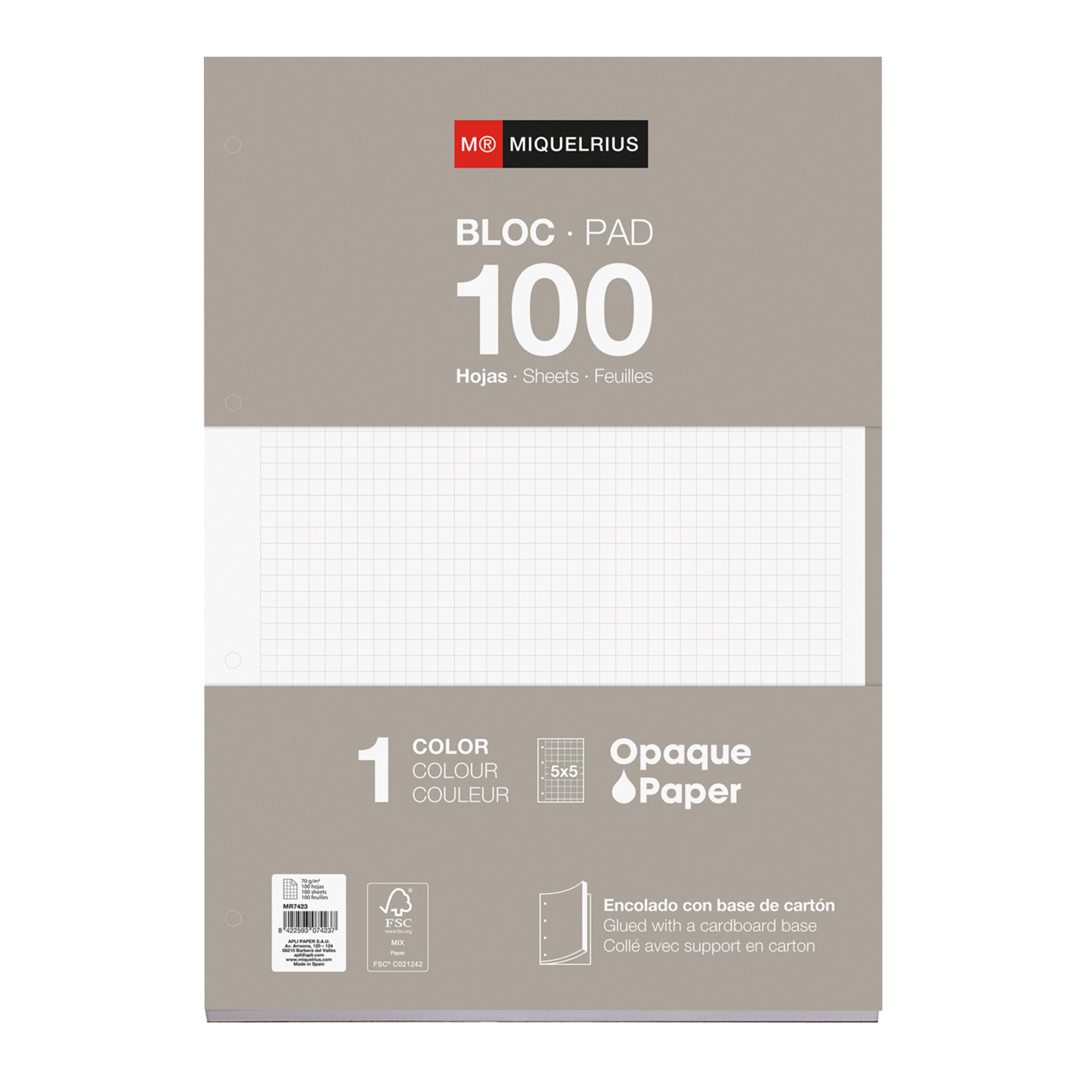 Miquel Rius 422056 - Block Spare 100h Grid 5x5 Gris