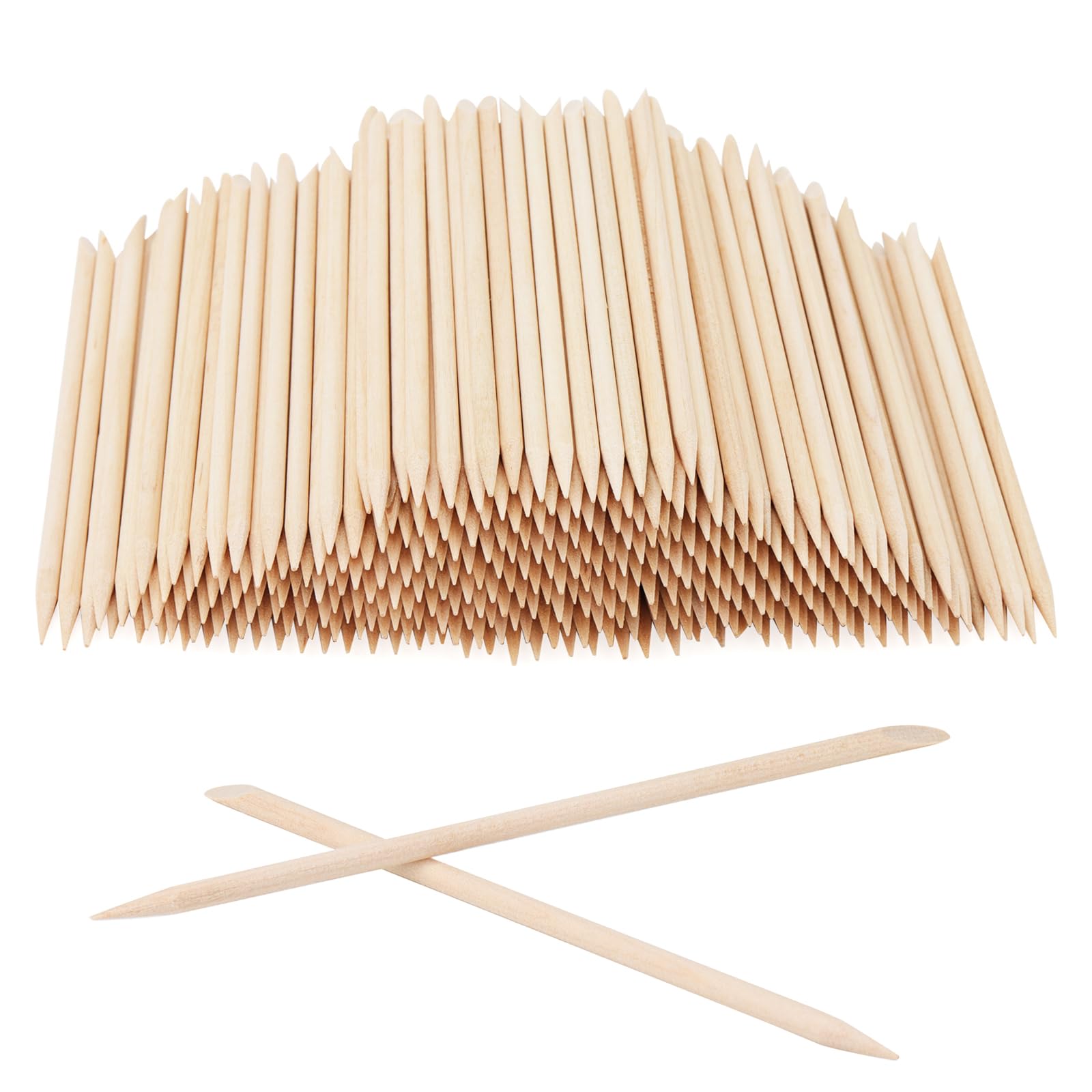 MANCHAP 1000 PCS Wood Orange Nail Sticks, Double End Nail Cuticle Sticks, Natural Wooden Manicure Sticks Cuticle Pusher for Nails, Pedicure, 11.5cm