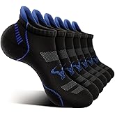 BULLIANT Men Running Socks 6Pairs-Ankle Athletic Socks Wicking Cushioned for Men Walking-Arch Compression Support