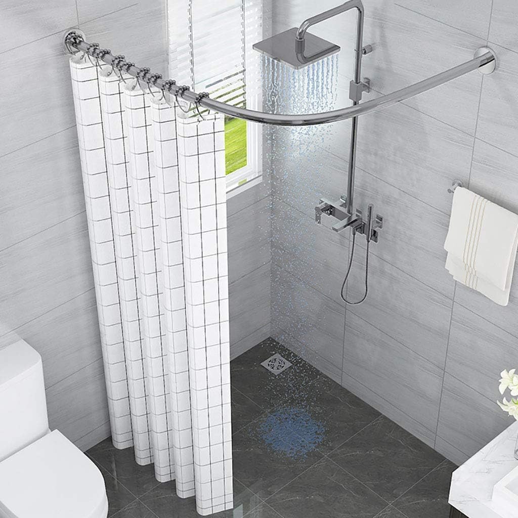 Stainless Steel Extendable Curtain Rod,LShaped Curved Bath