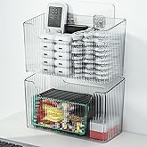 MAKIOTEKO 2 Pack Adhesive Cabinet Door Organizer, Storage Bins Lid Organizer Cabinet Wall Mount Pantry Door Caddy Containers for Kitchen Bathroom Countertops