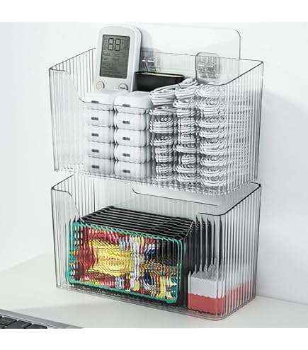 Organizadores Acrílicos De Pared - Pack De 4 Contenedores Adhesivos Transparentes Para Puertas, Baño O Cocina