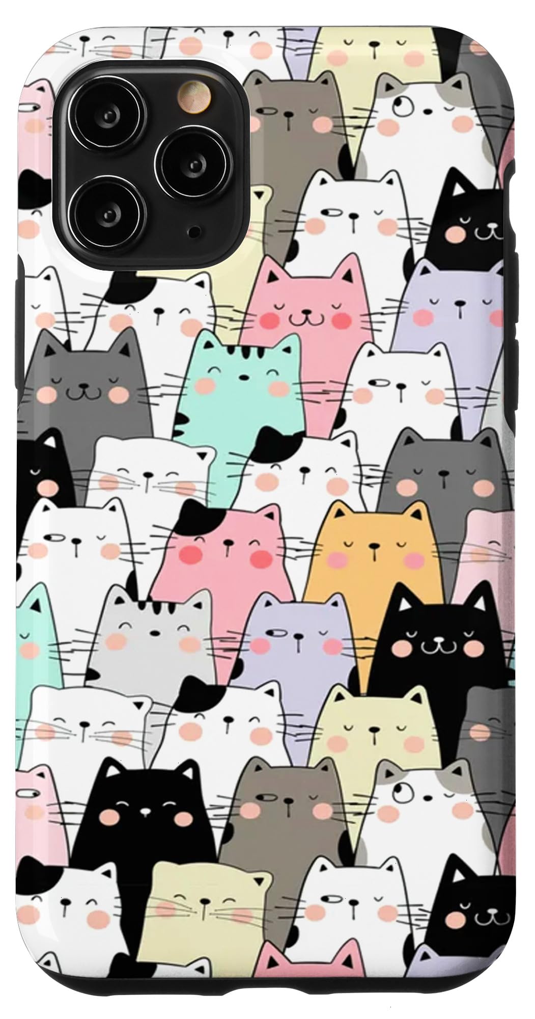 iPhone 11 Pro Cute Colorful Cat - Kitten Girly Cats Patterns Lovely Case