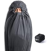 Litume Fleece Sleeping Bag Liner for Cold Weather, Mummy Sack Adds 27F | Thermal Insulated Insert, Drawstring Hood, Soft Polyester, Machine Washable, Backpacking, Camping, Hostel, Winter Travel