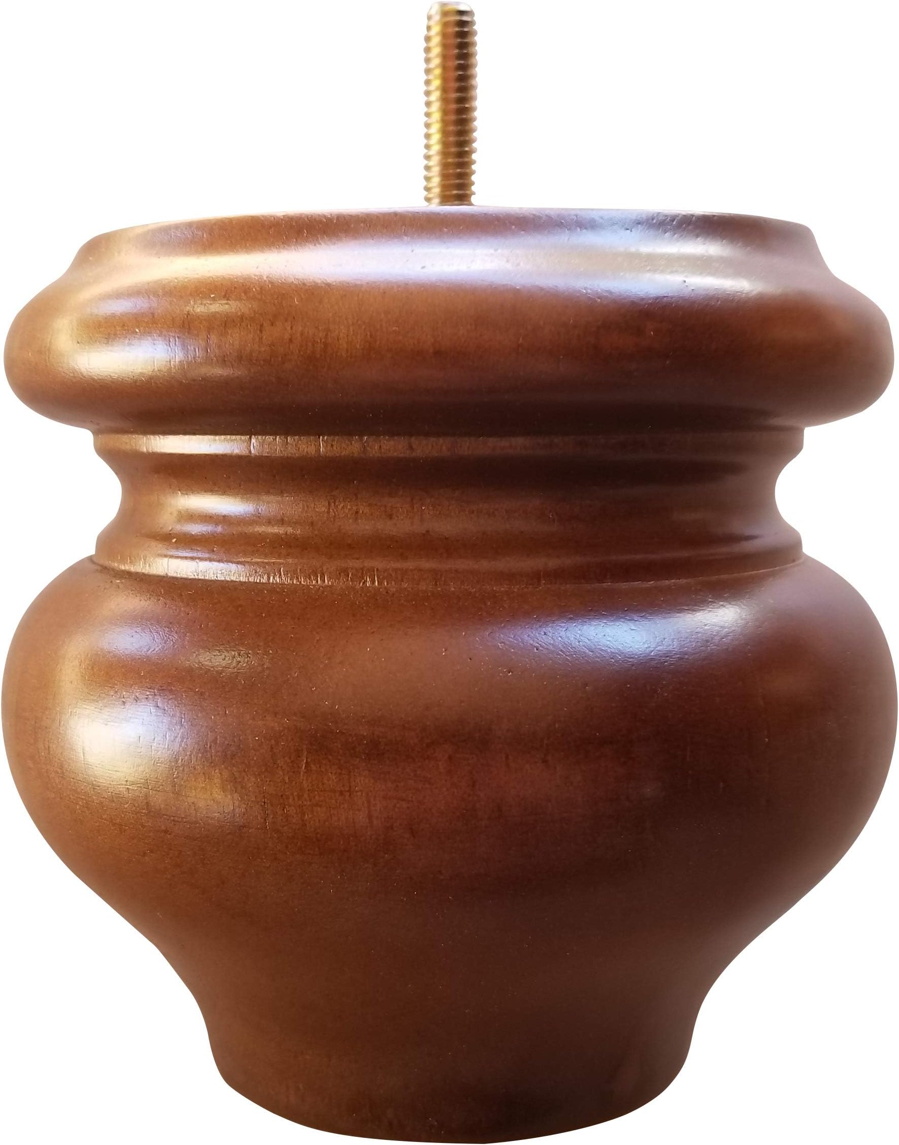 4.5 Inch Retro Walnut Bun Foot Sofa Legs, Set of 4