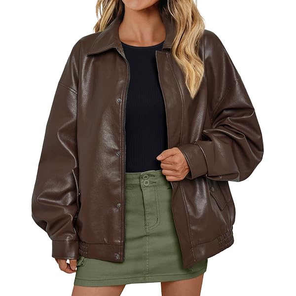Chaqueta Corta De Piel Sintética Para Mujer - Estilo Motero Vintage, Cremallera Frontal, Abrigo De Invierno (Marrón, XL)