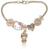 SALLY ROSE Hello Kitty Charm Bracelets for Women 7" Official License, Fashion Sanrio Bracelet with 6 Charms