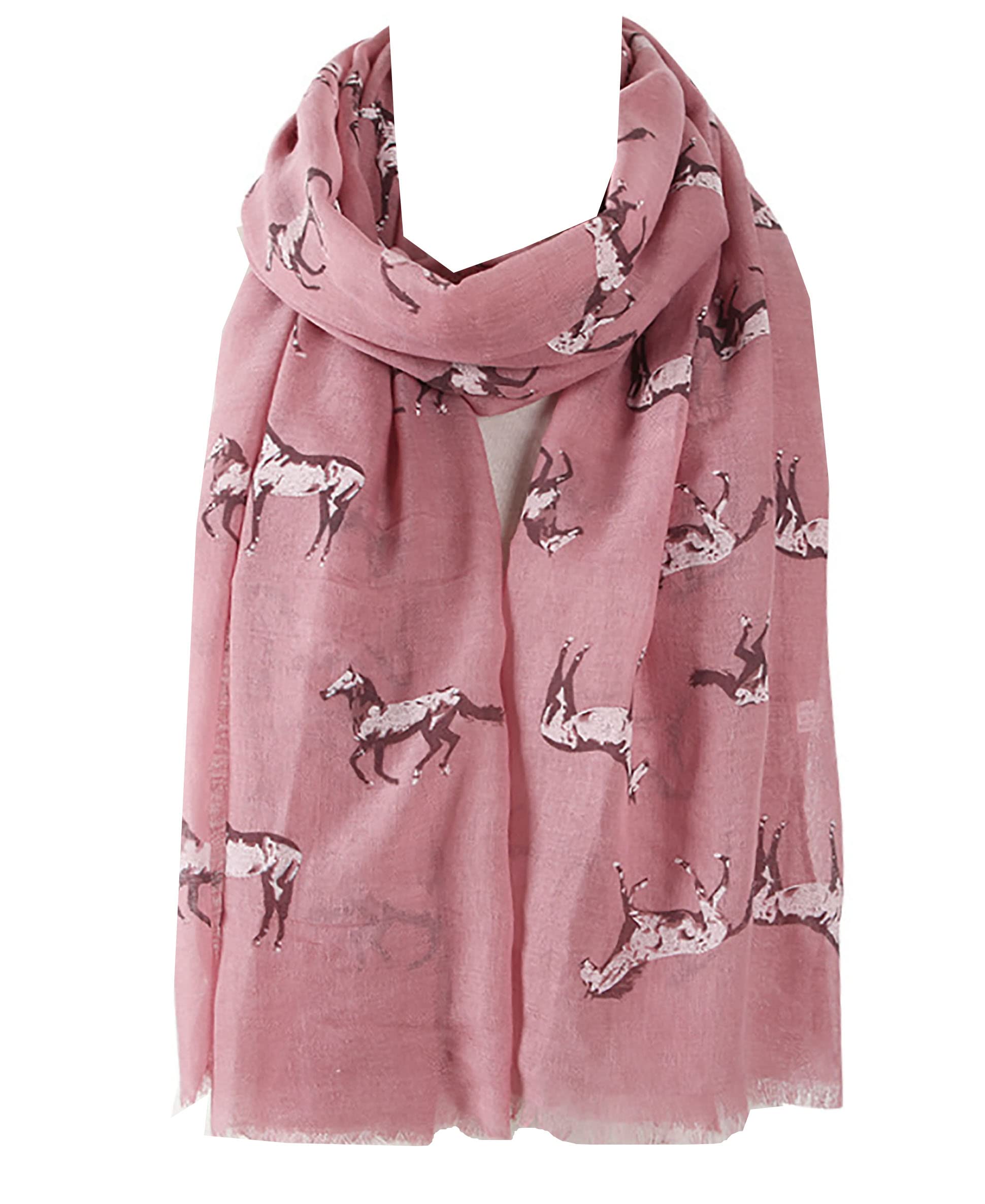 GFM® Women's Horse Print Scarf - Sprint Summer - HS-10-Pink-(88)(PSCF-HS-10-GLB)