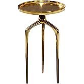 Deco 79 Aluminum Metal Side End Accent Table Tray Inspired Top End Table with 3 Tripod Legs, Side Table 13" x 13" x 22", Gold