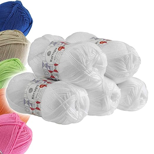 maDDma 5 x 100g Strickgarn Kartopu Baby ONE Antipilling Babywolle Babygarn, Farbwahl, Farbe:K010 weiß