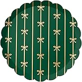 Bonjour Fête Emerald Green Bow Paper Party Small Plates | Disposable Small Plates for St. Patrick’s Day, Garden Parties & Birthday Celebrations | Premium Party Supplies | Pack of 8, 8.5"